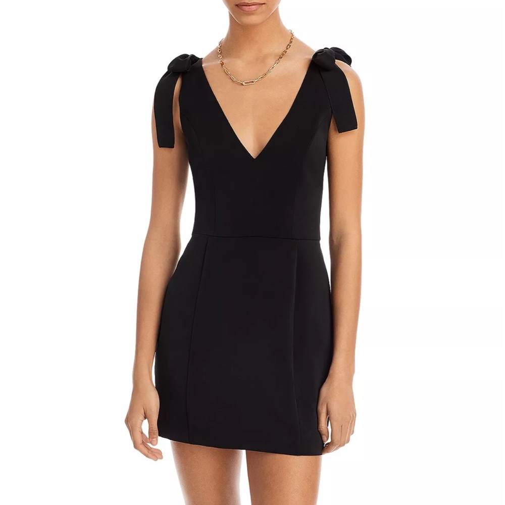 AQUA Black Tie Shoulder Mini Dress